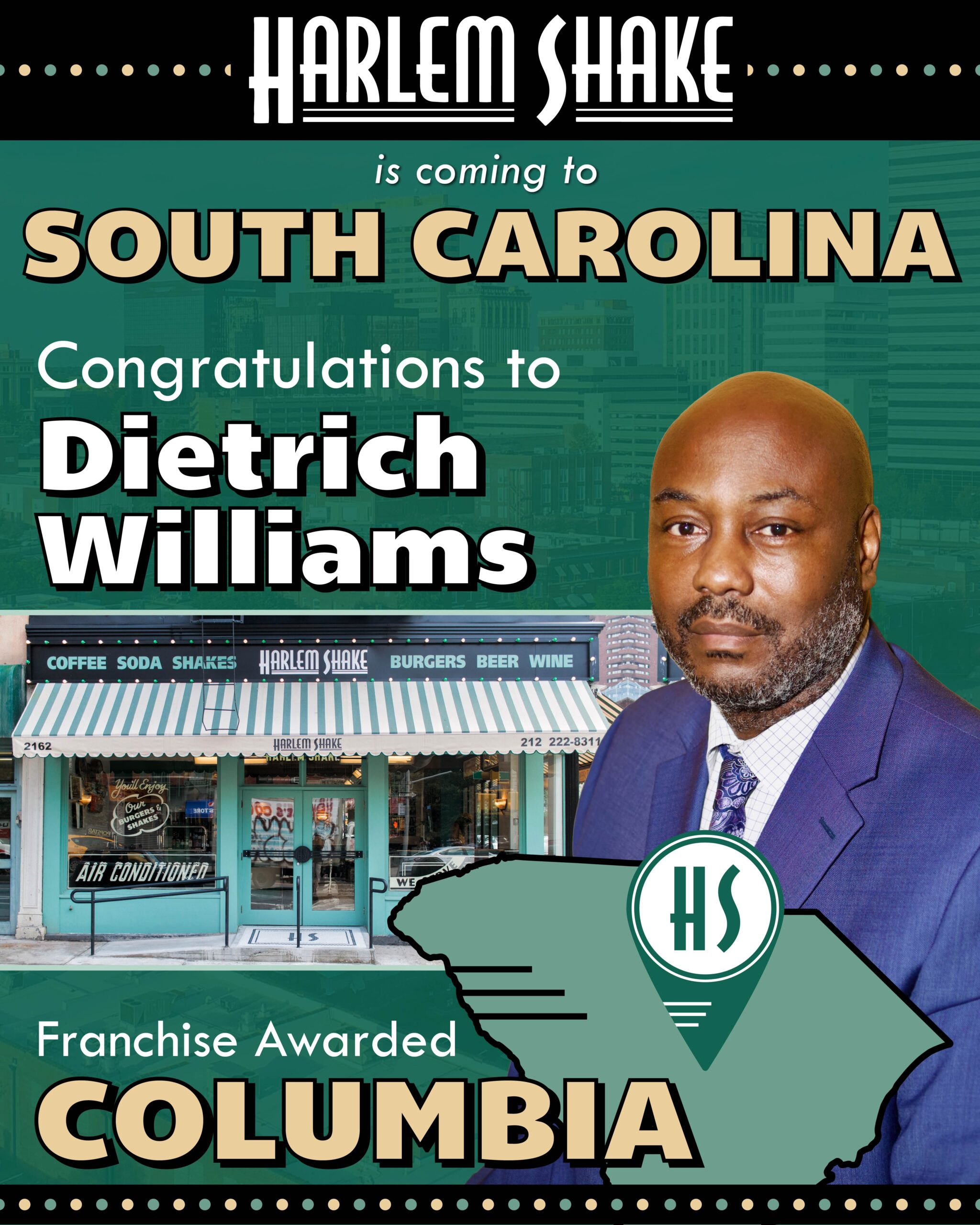 Southern Hospitality: Harlem Shake® Announces 1st Franchise Opening in South Carolina