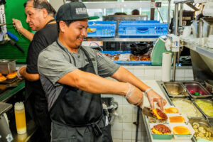 Harlem Shake chef serving up some burgers